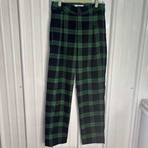 Melody Ehsani Green Plaid Trousers Womens Size Medium EUC